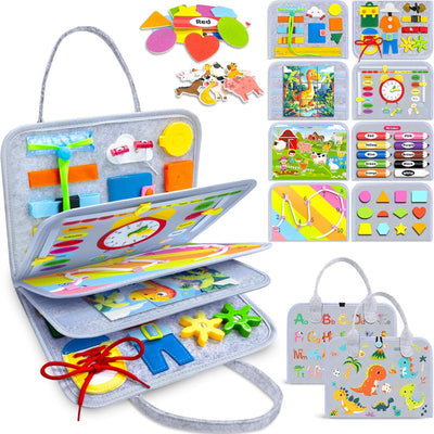 Gojmzo Busy Board Montessori Jouets pour Tout-Petits Garçons et Filles, Cadeaux, Jouets Sensoriels pour Tout-Petits, Activités Éducatives de Voyage Préscolaires Apprentissage Alphabet Compter Motricité Fine