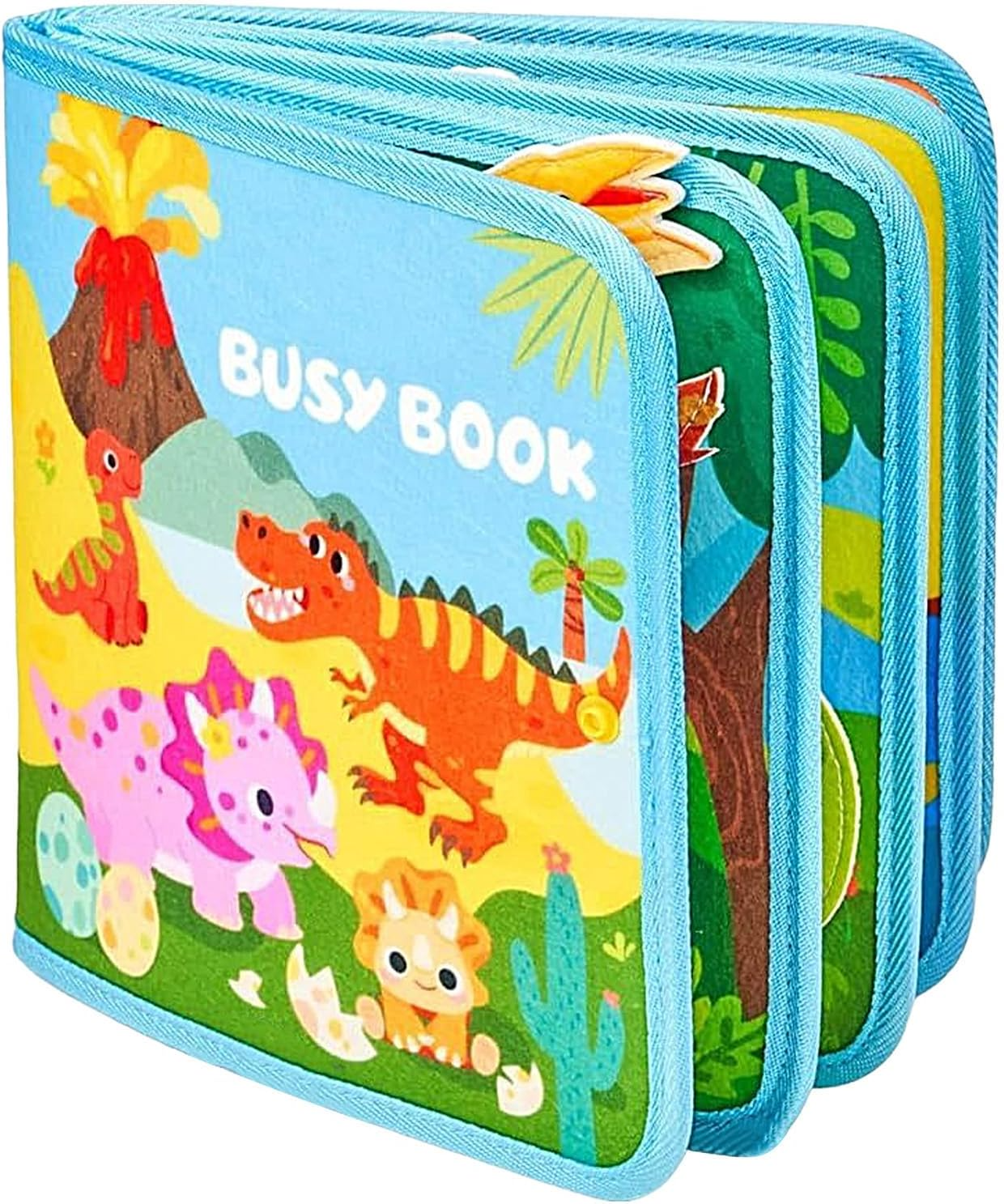 Fidtoy Dinosaur Friends Busy Book – Libro de Actividades Interactivo Montessori para Niños Pequeños de 2 a 5 años