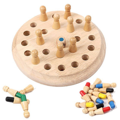Jeu d'association en bois Fidtoy pour enfants – Jeu de société de reconnaissance des couleurs avec dés et chevilles en bois