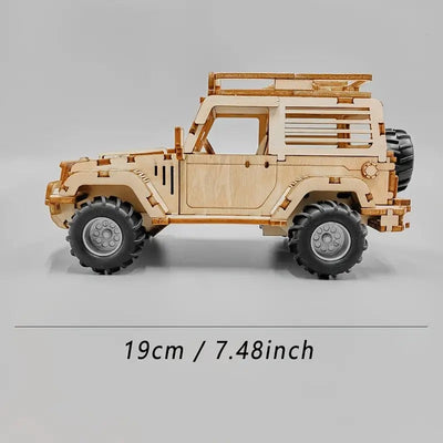 Jeep mecánico de madera 3D para armar (125 piezas) - 802