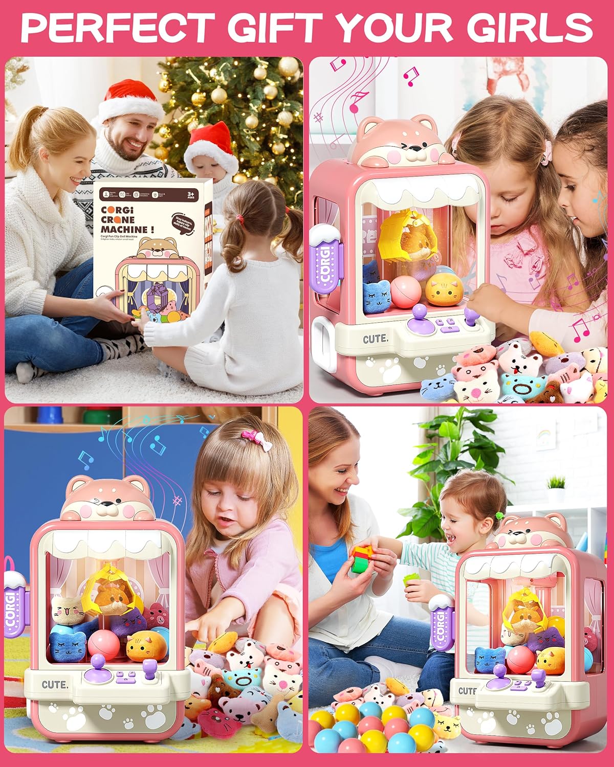 Fidtoy Surprise Catcher Claw Machine for Kids | Mini Plastic Arcade Prize Grabber Toy, 35 Random Toys, 360° Adjustable Claw, Music Sound, 60-Second Challenge, Hand-Eye Coordination Game Age 3+