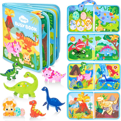 Fidtoy Dinosaur Friends Busy Book – Libro de Actividades Interactivo Montessori para Niños Pequeños de 2 a 5 años