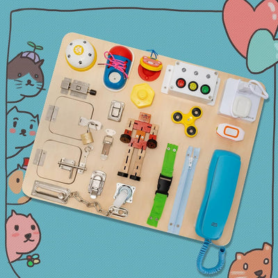 Tablero de actividades de madera Montessori 20 en 1 Fidtoy para niños pequeños