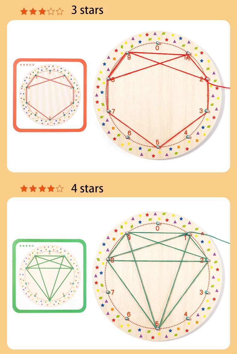 Kit de patrones de bobinado de hilo Geoboard de madera - 579