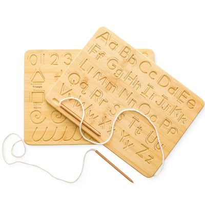 Table traçable double face Montessori - Lettres majuscules et minuscules et chiffres, Formes et lignes