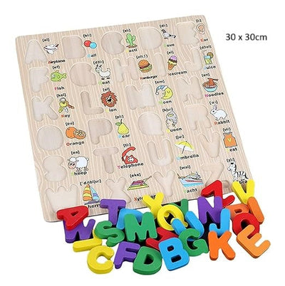 Tablero de clavijas del alfabeto (con letras mayúsculas ilustradas)