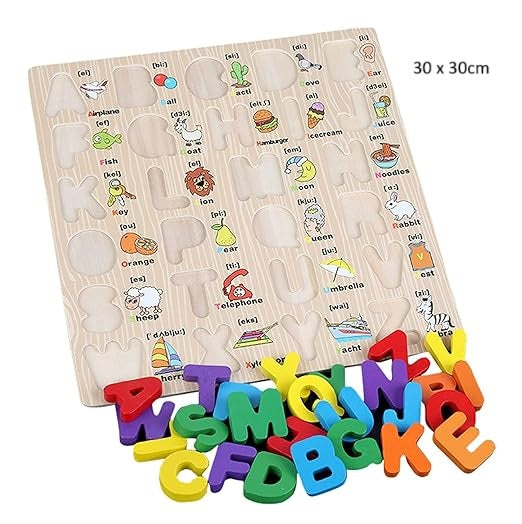 Tablero de clavijas del alfabeto (con letras mayúsculas ilustradas)
