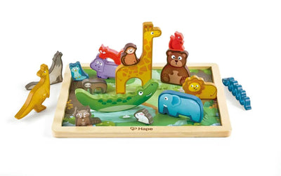 Fidtoy Wildlife Puzzle & Play - Juguete Educativo de Madera para Niños