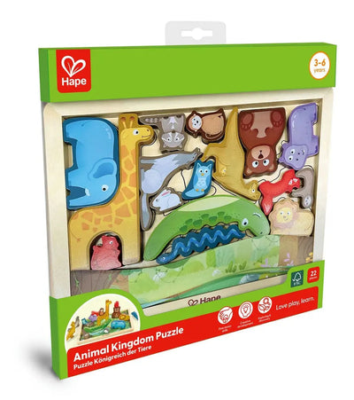 Fidtoy Wildlife Puzzle & Play - Juguete Educativo de Madera para Niños