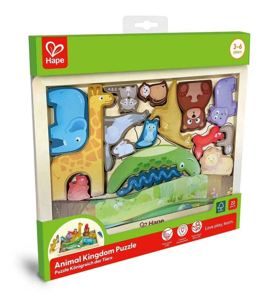 Fidtoy Wildlife Puzzle & Play - Juguete Educativo de Madera para Niños