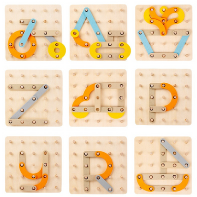 Planche à clous en bois Montessori, jouet géoplan à motifs et formes