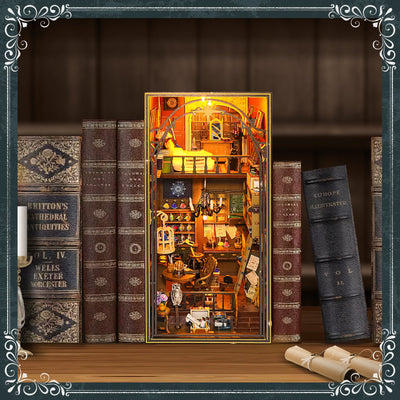 Kit de serre-livres en bois 3D à assembler soi-même, micro-scène, librairie magique, avec LED