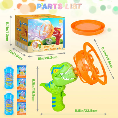 Máquina de Burbujas Automática Portátil de Dinosaurio con Burbujas Grandes Coloridas Juguetes de Verano para Interiores y Exteriores para Niños
