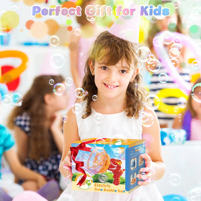 Máquina de Burbujas Automática Portátil de Dinosaurio con Burbujas Grandes Coloridas Juguetes de Verano para Interiores y Exteriores para Niños