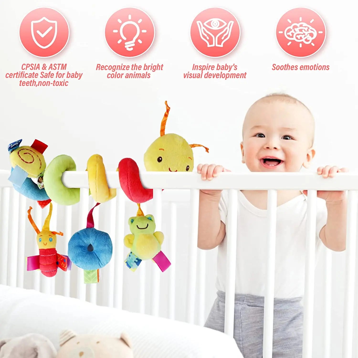 Baby Mobile Snake™ - Voor aan de kinderwagen of autostoeltje - Grijpspeelgoed
