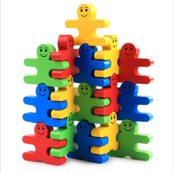 16 Bloques de equilibrio de madera "Villano" - Juguetes de madera de juego abierto