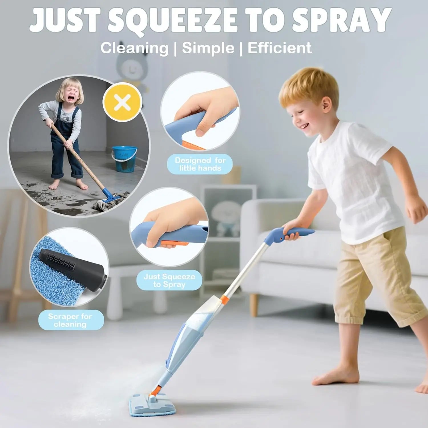 Vadrouille à pulvérisation jouet pour le nettoyage des enfants