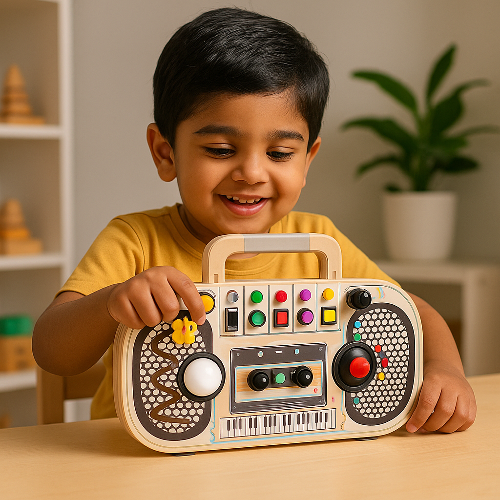 Tableau d'activités Montessori lumineux de voyage (Musique et interrupteurs LED)