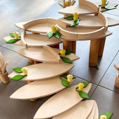 Hojas, Pétalos y Óvalos Naturales Grandes 24 piezas de Construcción con Bandeja