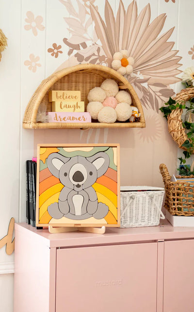 Kirra le koala : Puzzle abstrait de blocs de construction / Décoration d'intérieur