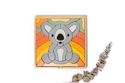 Kirra le koala : Puzzle abstrait de blocs de construction / Décoration d'intérieur
