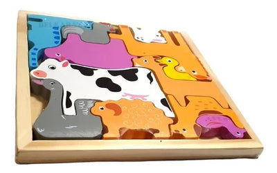 Planche de puzzle 3D Fidtoy à assembler, motif aléatoire, planche de puzzle en bois d'animaux de la ferme, jouet d'apprentissage de la motricité fine et de l'association des chiffres pour enfants
