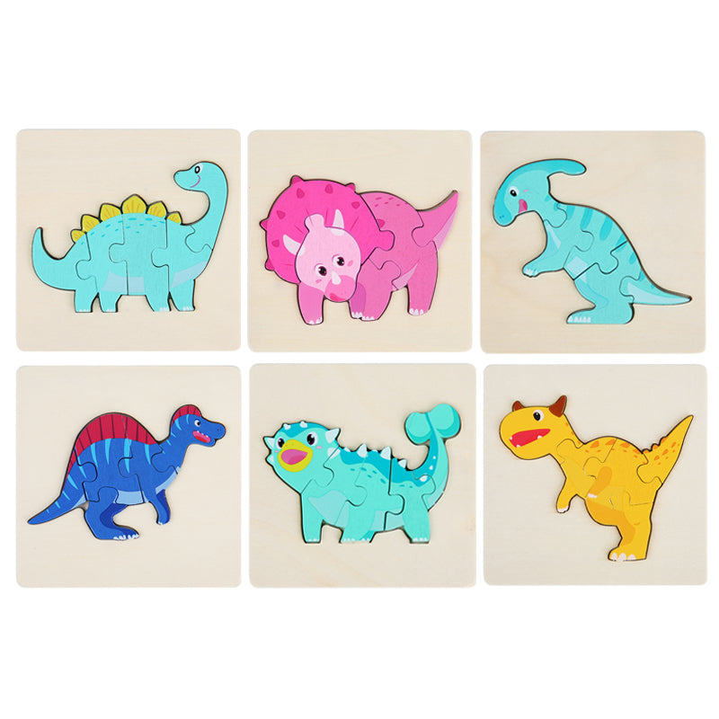 Lot de 6 puzzles Dino Montessori - Puzzles en bois écologiques