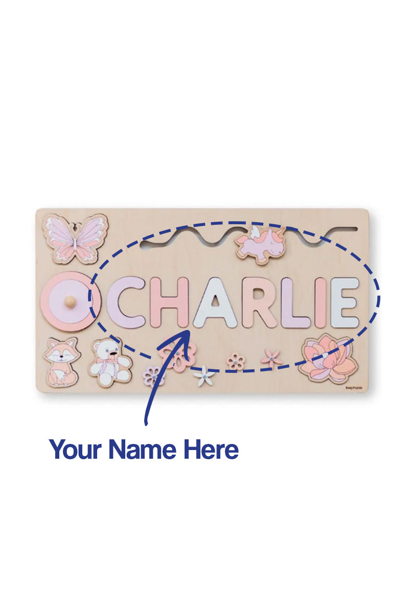 Tablero de madera Montessori con nombre personalizado