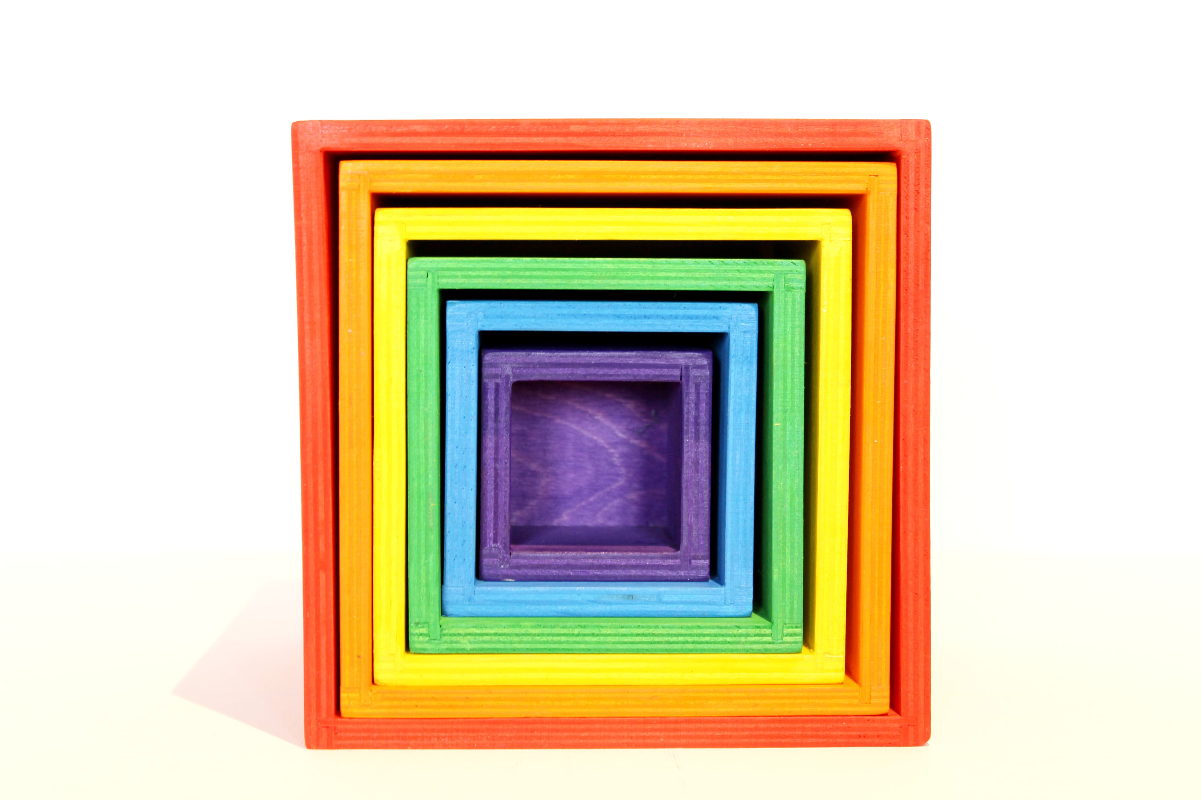 Fidtoy Rainbow Stacking Boxes Wooden Nesting Toy for Kids 3+