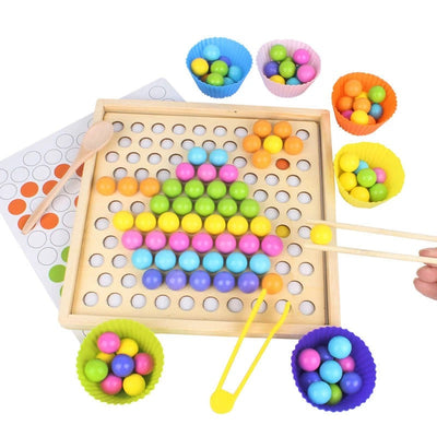 Juego de clasificación de cuentas y juego de memoria 2 en 1 inspirado en Montessori