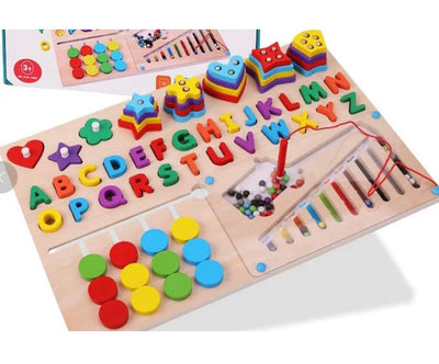 Fidtoy Juguetes de aprendizaje de madera 6 en 1