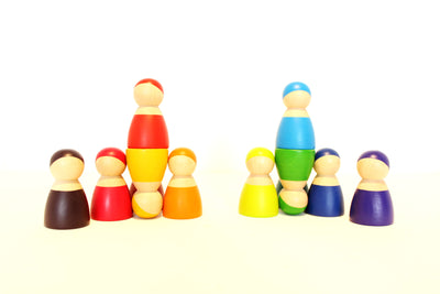 Fidtoy Wooden Friends Rainbow Wooden Doll Set for Kids 3+