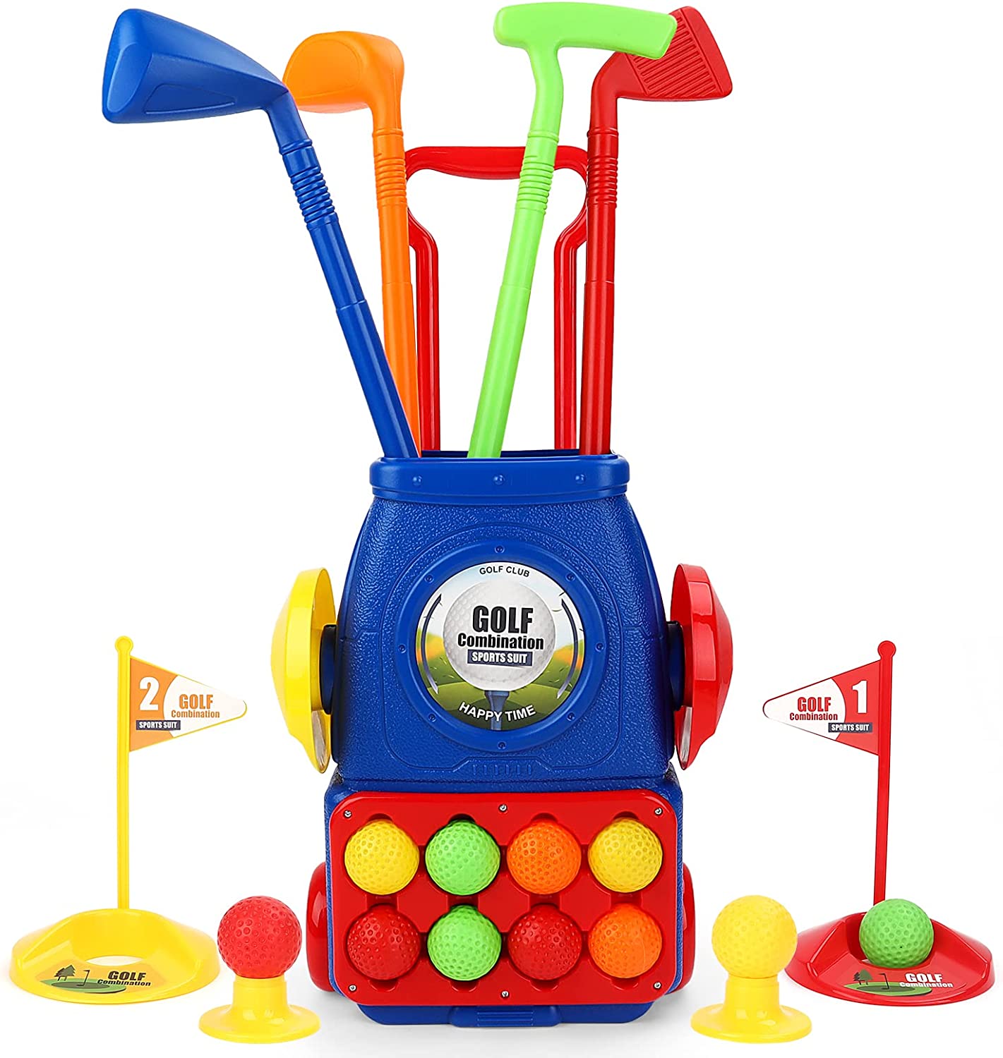 Ensemble de jouets de golf pour enfants, valise de sport pour l'extérieur et l'intérieur, avec 6 balles, 4 clubs de golf, 2 trous d'entraînement, ensemble de clubs de golf, jeu de jardin pour enfants