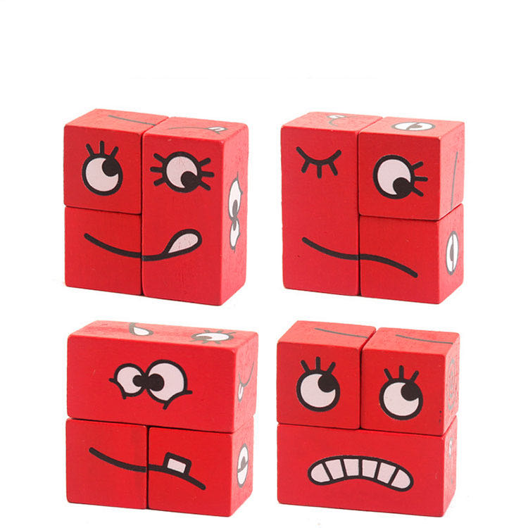 Juego de cubos de emojis geométricos - Juguetes educativos Montessori