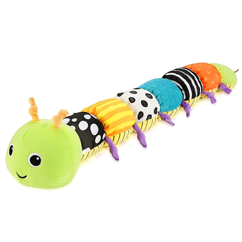 Fidtoy Musical Plush Caterpillar Baby Toy – Soft Sensory Rattle Plush with Crinkle Sounds, Squeak, Bell, Melody, and 22-Inch Growth Measure