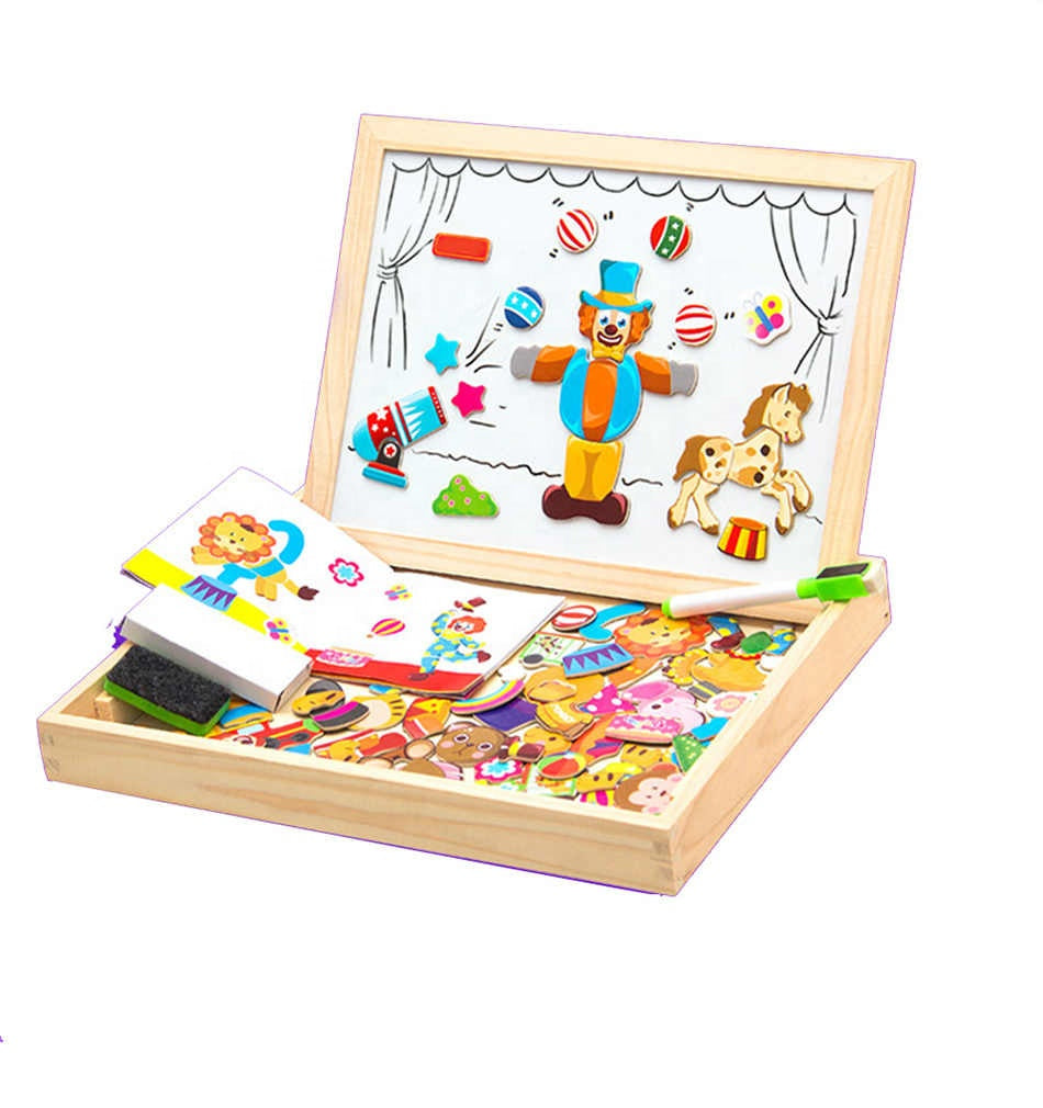 Fidtoy Puzzle magnétique et tableau à dessin double face pour enfants – Jouet d'apprentissage Montessori pour la créativité et la motricité fine