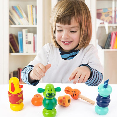 Juguetes Montessori DIY de montaje de tuercas y tornillos de animales