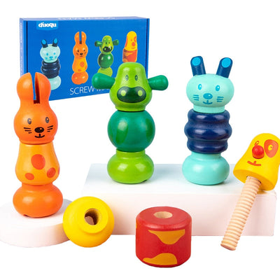 Juguetes Montessori DIY de montaje de tuercas y tornillos de animales