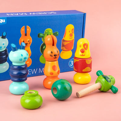 Juguetes Montessori DIY de montaje de tuercas y tornillos de animales