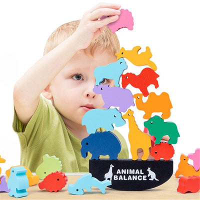 Fidtoy Montessori Wooden Animal Balance Stacking Game – Educational Balance Toy for Kids Ages 3+