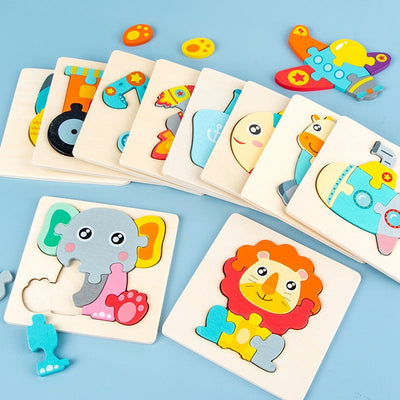 Fidtoy 6 Pack Wooden Puzzle Set Montessori Learning Toy