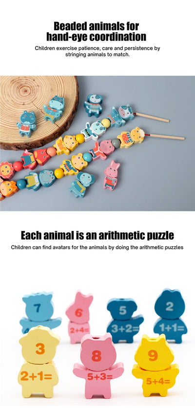 Fidtoy Wooden Stringing Beads Set for Toddlers | Montessori Fine Motor Skills Learning Toy