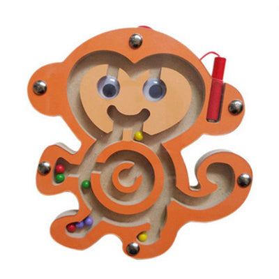 Fidtoy Wooden Magnetic Maze Toy for Toddlers – Montessori STEM Educational Puzzle for Hand-Eye Coordination, Fine Motor Skills, and Early Learning (6-24 Months)