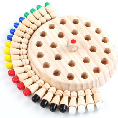Jeu d'association en bois Fidtoy pour enfants – Jeu de société de reconnaissance des couleurs avec dés et chevilles en bois