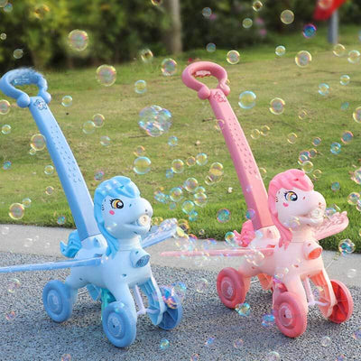Fidtoy Pousse-Pousse Poney Machine à Bulles | Amusant et Coloré pour les Tout-petits en Extérieur