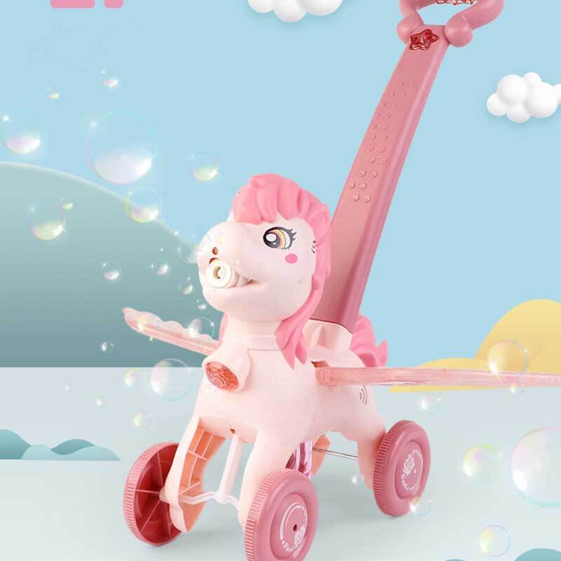 Fidtoy Pousse-Pousse Poney Machine à Bulles | Amusant et Coloré pour les Tout-petits en Extérieur