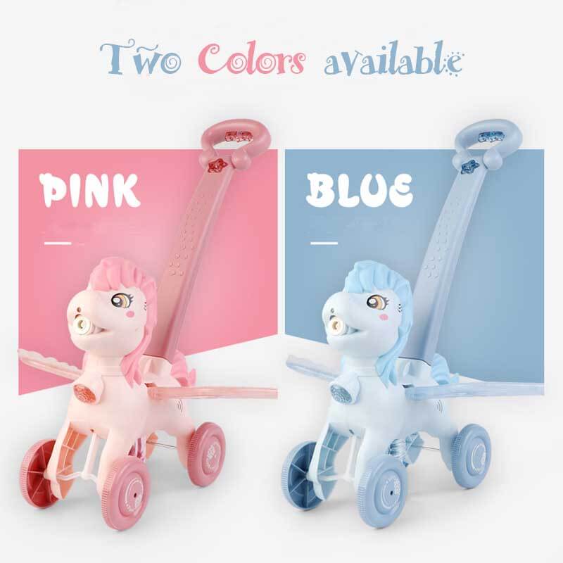 Fidtoy Pousse-Pousse Poney Machine à Bulles | Amusant et Coloré pour les Tout-petits en Extérieur