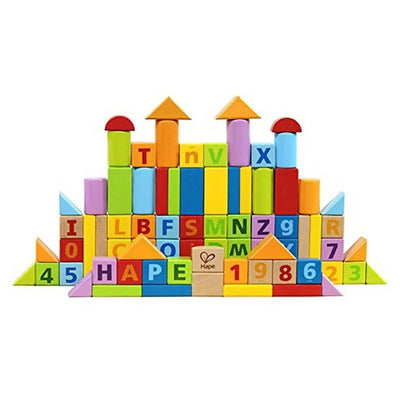 Fidtoy Juego de Bloques de Construcción de Madera de 80 Piezas, Juguete STEM con Alfabeto y Números
