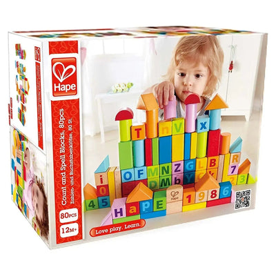 Fidtoy Juego de Bloques de Construcción de Madera de 80 Piezas, Juguete STEM con Alfabeto y Números