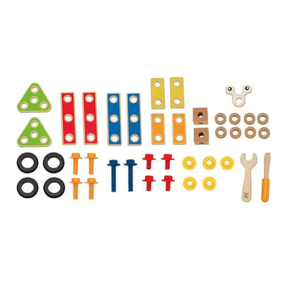 Fidtoy Juego de herramientas de construcción de madera para niños, kit de juguetes STEM de construcción